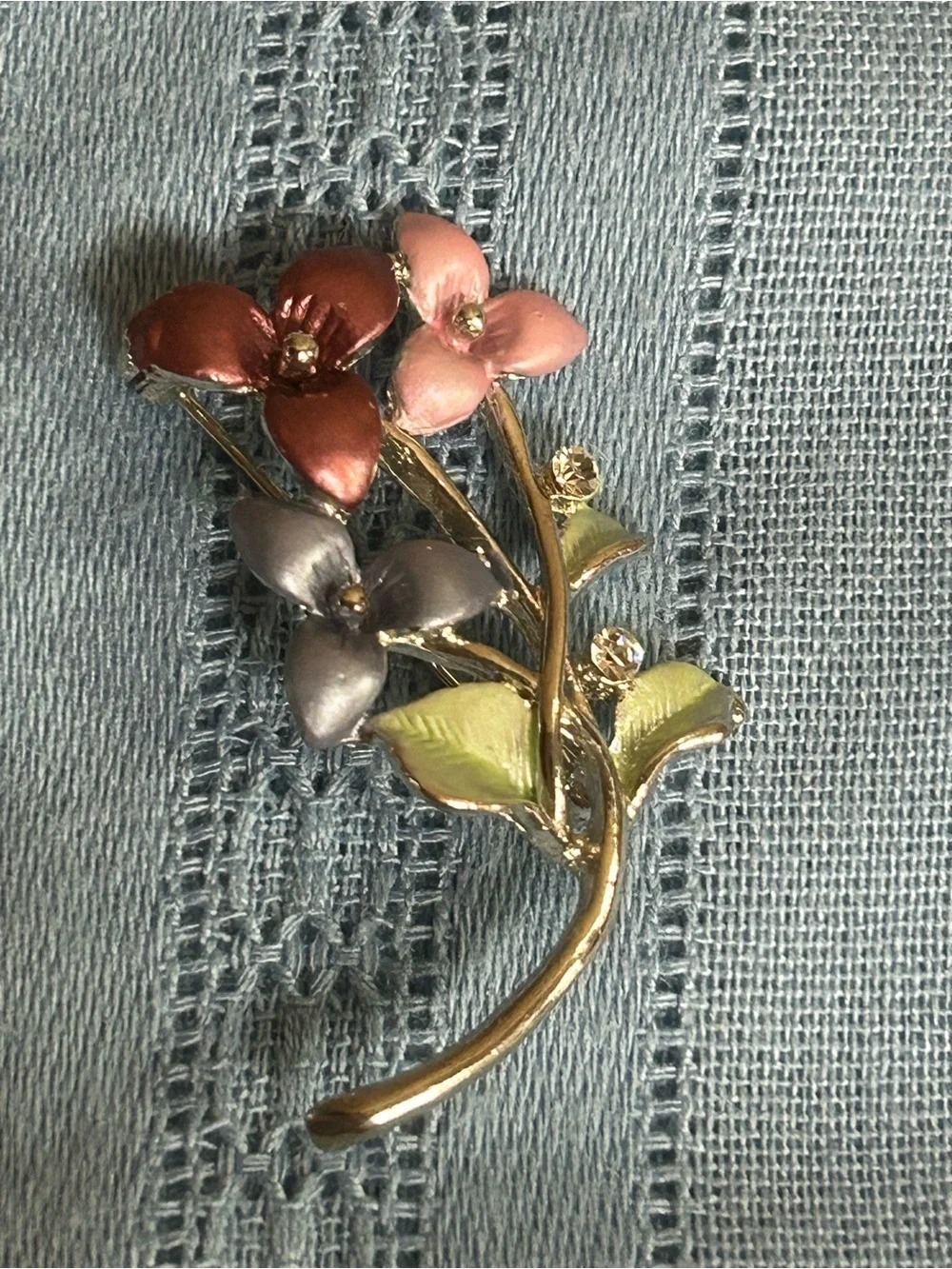 Gold Tone Apple Brooch, teapot brooch and floral brooch -  Teacher core